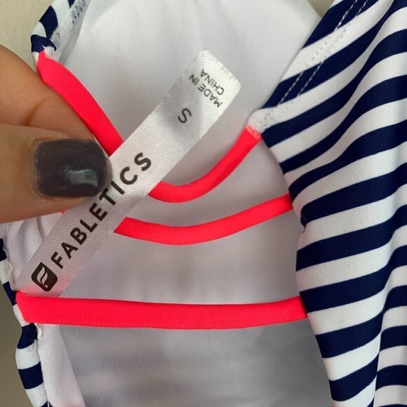 Fabletics Light Support Blue Striped Sports Bra - Picture 3 of 4